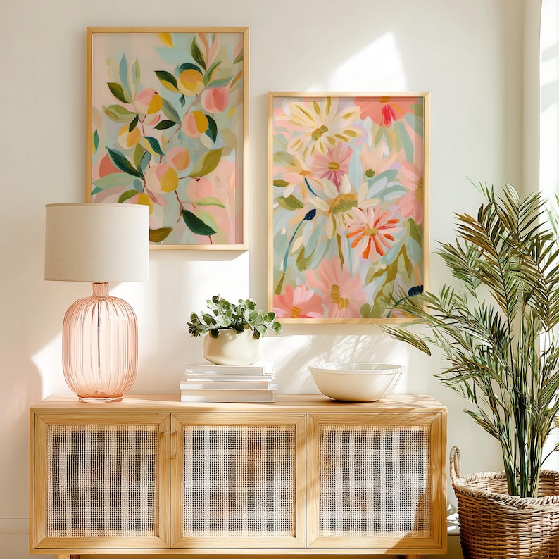 Pastel Fall Wildflowers Art Print: Floral Painting Abstract Illustration Botanical Garden Colorful Impressionist Decor image 8