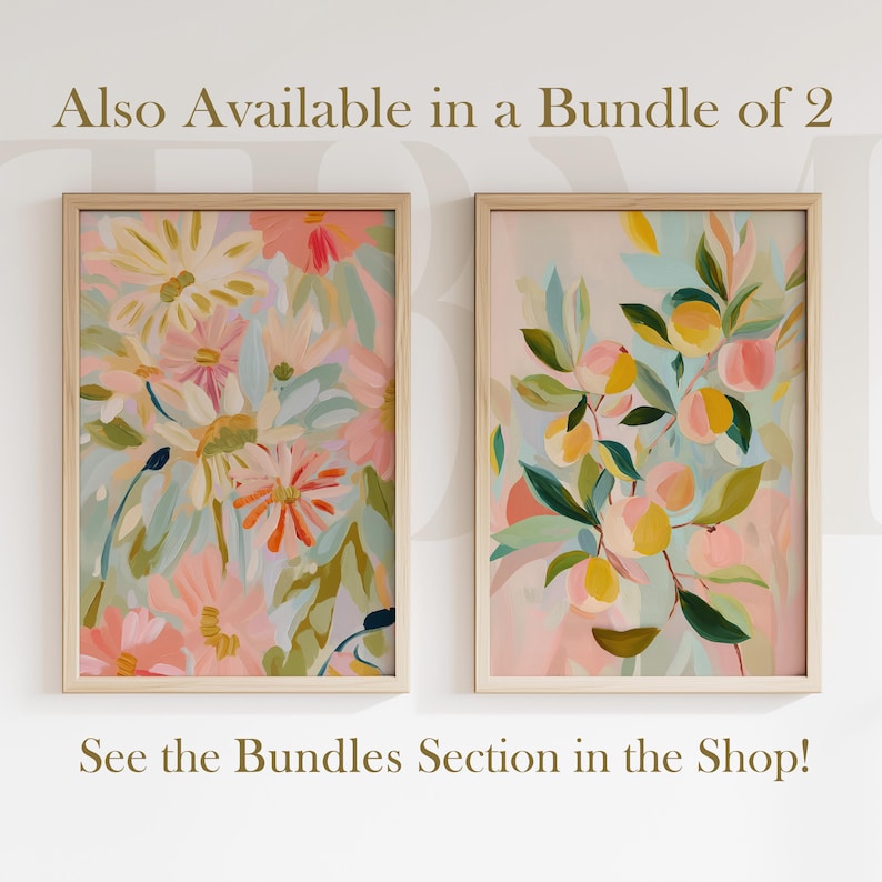 Pastel Fall Wildflowers Art Print: Floral Painting Abstract Illustration Botanical Garden Colorful Impressionist Decor image 7