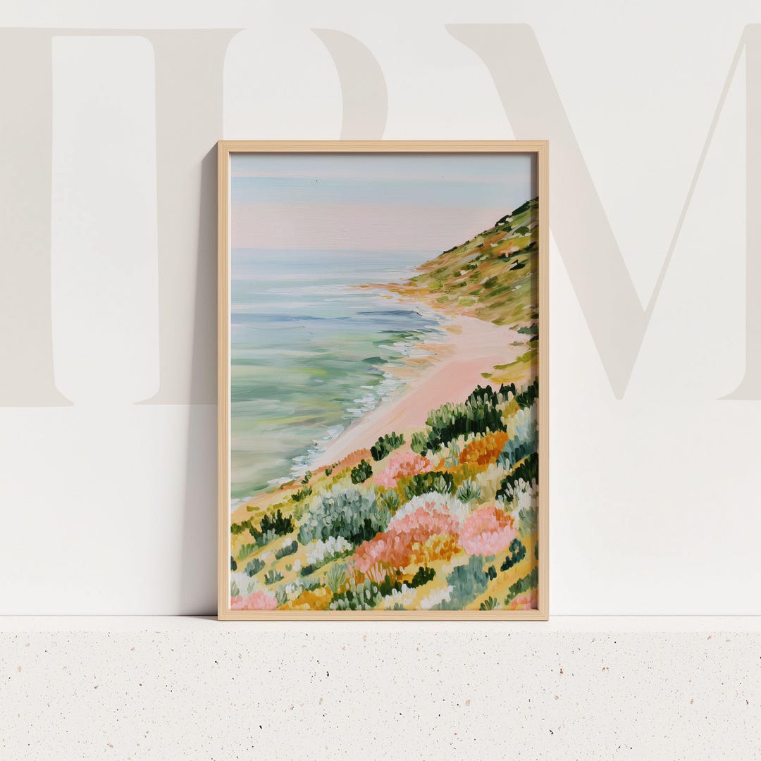 Coastal Wildflower Art Print: Pastel Beach Landscape (digital Download ...