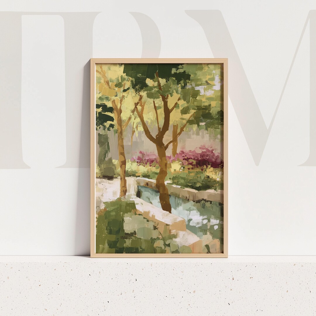 Mediterranean Garden Wall Art Abstract Tree Landscape Painting Living ...