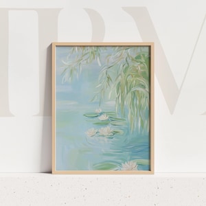 Water Lilies Floral Painting | Digital Download Art Print, Botanical Decor, Home Wall Art, Nature Art, Instant Download
