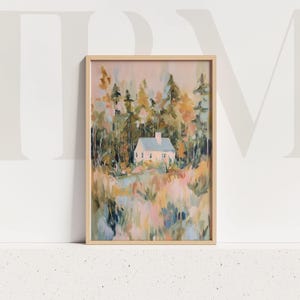 Pastel Cottagecore Art Print: Dreamy Countryside Landscape (Digital Download