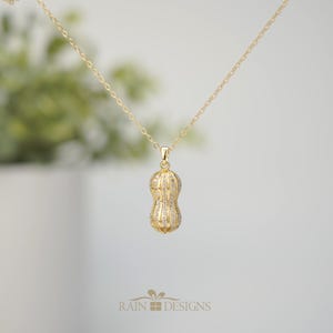 Golden Peanut Necklace| 14K Gold Plated Food Jewelry