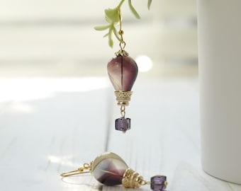 Purple Glass Hot Air Balloon Dangle Earrings