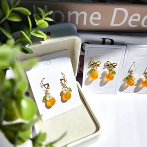Handmade Orange Fruit Earrings| 14K Gold/925 Silver Plated Citrus Jewelry
