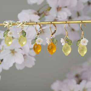 Lemon Dangle Earrings| Czech Glass Fruit Earrings