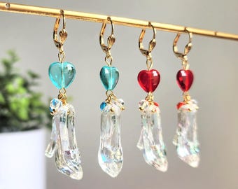 Cinderella Slipper Earrings| Fairytale Inspired Princess Crystal Shoes