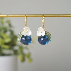 Handmade Blueberry Dangle Earrings| Resin Art