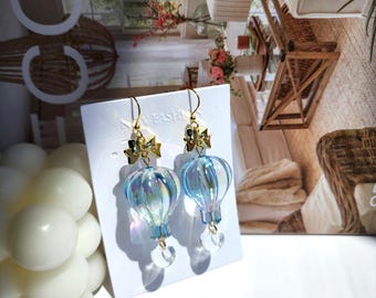XL Hot Air Balloon Dangle Earrings