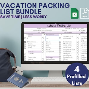 Urlaubsverpackung Checkliste Druckbare Vorlage Reiseplaner Digitaler Download Bearbeitbare Tabelle Gepäck Organizer Urlaubsreiseplanung