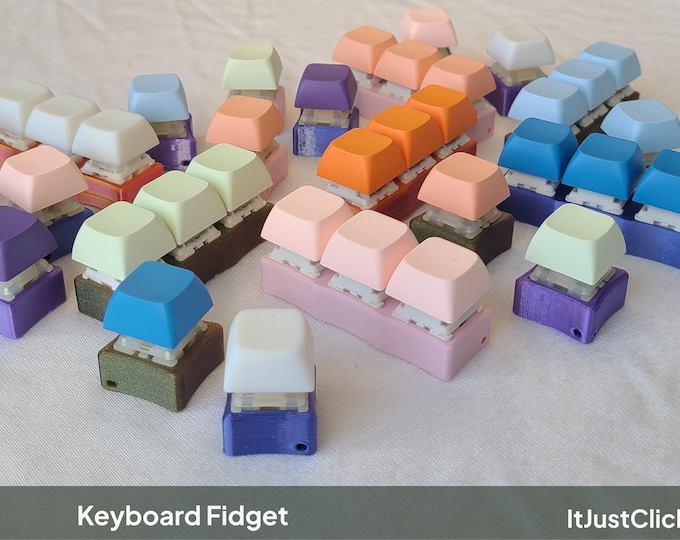 Mechanical Keyboard Fidget Desk Toy Office Supply Gaming Gift Sensory Toy Fidget Clicker Custom Switch Purple Pink Workspace Decor Table