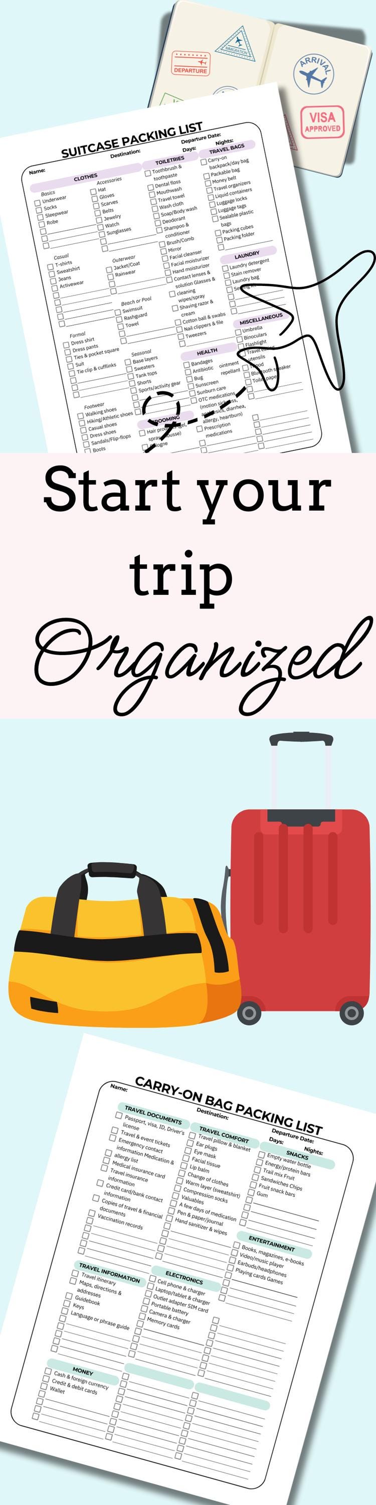 Vacation Packing List Template Printable Checklist Adhd Travel ...