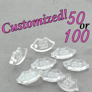 CUSTOM JEWELRY TAGS - Lips - Personalized - Qty. 50, 100, 250 - With or Without Holes
