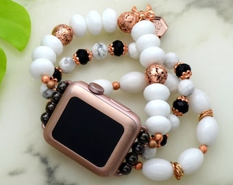 Bracciale impilabile con cinturino a perline da 38 mm in oro rosa