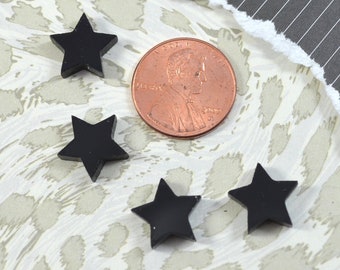GLOSSY BLACK STARS Set of 4 Cabochons in Laser Cut Acrylic