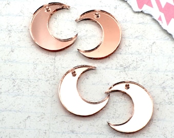 4 Rose Gold Mirror Moon Charms Laser Cut Acrylic