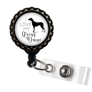 Suporte retrátil para identificação de carretel de crachá de resina preta Great Dane