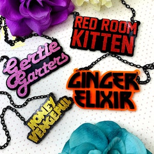 CUSTOM Layered Laser Cut Acrylic Necklace You Choose the Word and the Color image 1