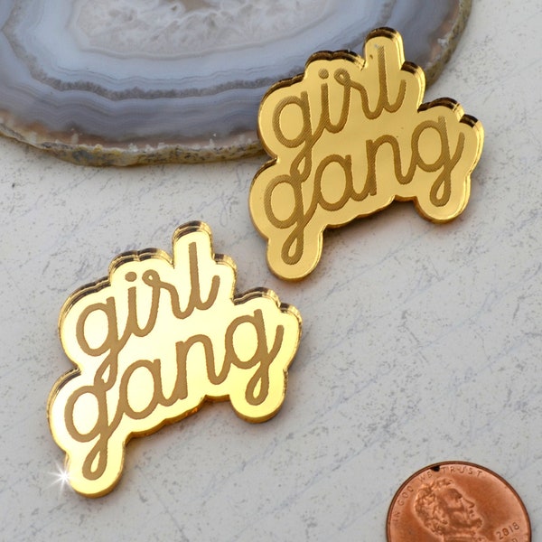 GIRL GANG CABS Lot de 2 pièces en acrylique découpées au laser avec miroir doré