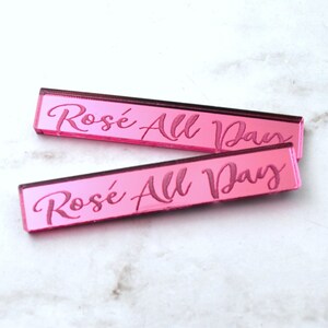 ROSE&#39; ALL DAY 2 Pink Mirror Cabochons Laser Cut Acrylic Flatback Cab