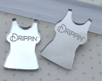 Drippin' Silver Mirror Cabochons flat back Laser Cut Acrylic