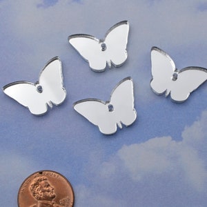 Silver Mirror BUTTERFLY CHARMS In Laser Cut Acrylic