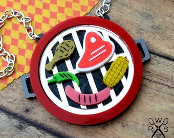 Damn Grill, You're HOT!  - Laser Cut Acrylic Statement Necklace