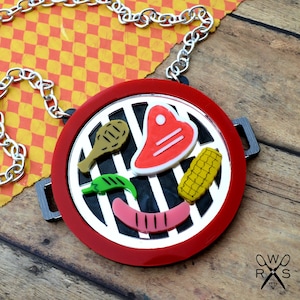 Damn Grill, You're HOT!  - Laser Cut Acrylic Statement Necklace