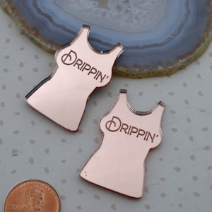 Drippin&#39; Rose Gold  Mirror Cabochons flat back Laser Cut Acrylic