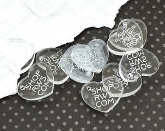 CUSTOM JEWELRY Tags - XL -  Clear Laser Cut Acrylic - Personalized - Qty. 50 or 100