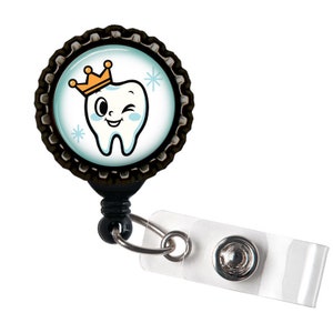 Suporte retrátil para identificação de carretel de crachá de resina preta Happy Tooth