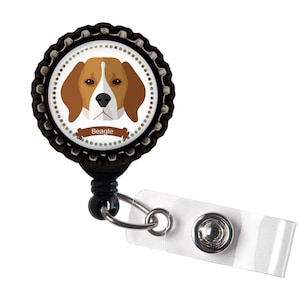 Porta-identificação retrátil de carretel de crachá de resina preta Beagle