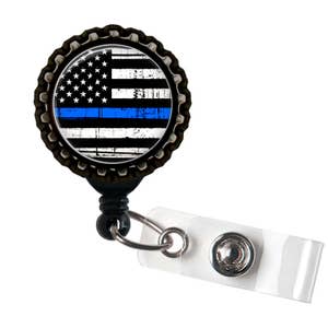 CUMPLIMIENTO DE LA LEY Blue Lives Matter Black Retractable Badge Reel ID Holder