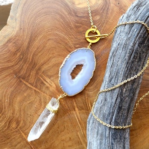 Quartz Geode Slice Couture Necklace