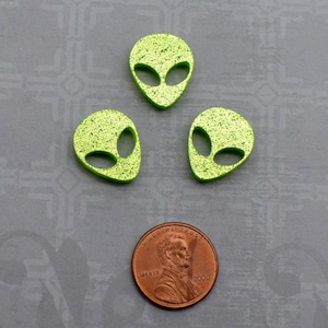 Lime GREEN GLITTER ALIENS 3 Stück Flatback Cabochons Aus Laser Cut Acrylic
