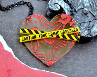 TRUE CRIME OBSESSED Laser Cut Acrylic Necklace