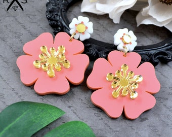 Perfect Poppy Earrings in Matte Coral - Laser Cut Acrylic