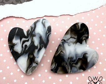 Heart Statement Studs in Black and White Swirl