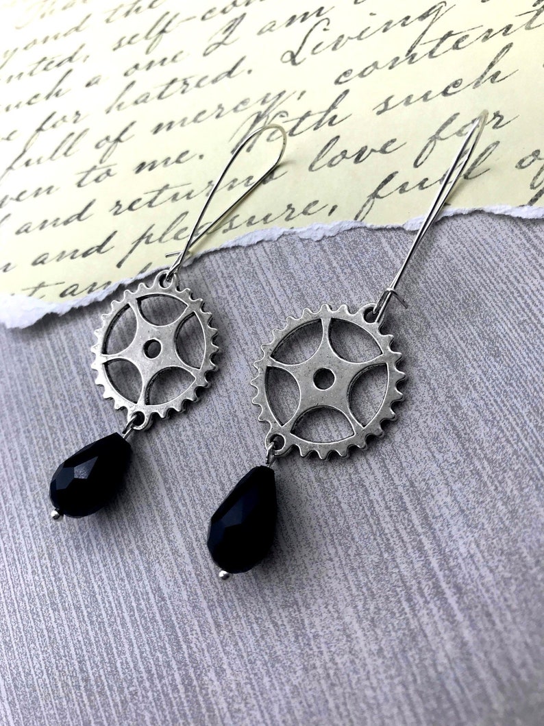Steampunk Gear Dangle Earrings GEARS TURNING