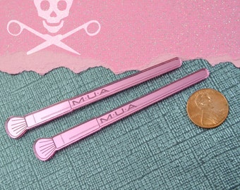 CABEZALES PARA BROCHAS DE MAQUILLAJE Cabujones acrílicos con parte posterior plana cortados con láser y espejo rosa