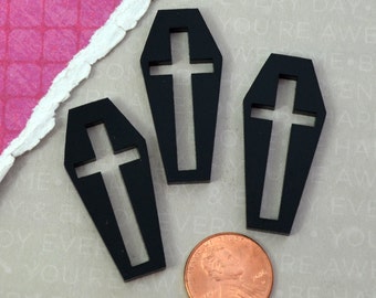 BLACK CROSS COFFINS  3 Flat Back Cabs in Black Laser Cut Acrylic