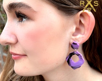 Flirty Dangles in Purple and Gold Swirl