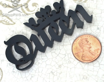 QUEEN CABOCHON Flat Back Word Cab in Black Laser Cut Acrylic