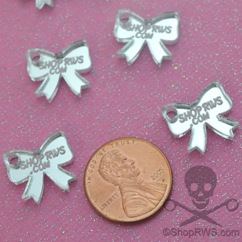 50 or 100 Qty Mirror Bows- Personalized CUSTOM JEWELRY TAGS