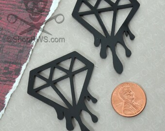 BLEEDING DIAMOND CABS Set of 2 Black Laser Cut Acrylic Flat Back Cabochons