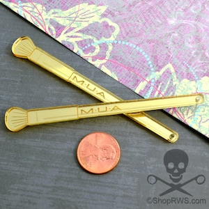 MAKEUP BRUSH CHARMS - Gold Mirror Laser Cut Acrylic - 2 Pieces - Mac - Deco - Jewelry