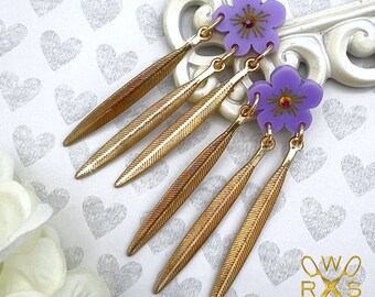 Gilded Leaf Dangles in Lavender