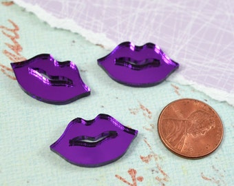 PURPLE MIRROR  LIPS 3 Pieces In Laser Cut Acrylic