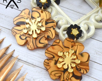 Perfect Poppy Earrings in Tiger Lily - Laser Cut Acrylic