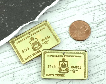 2 GOLD MIRROR Credit Cards - Fancy Fun Charms - Laser Cut Acrylic
